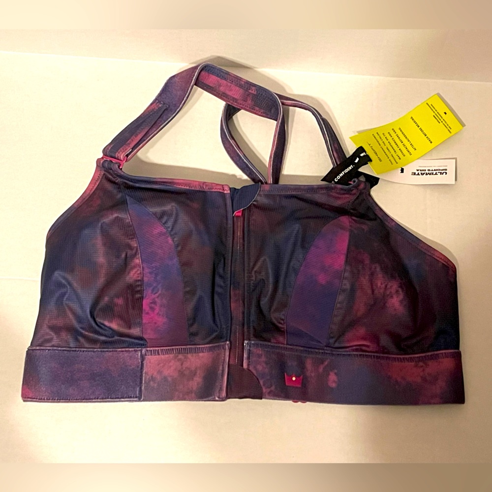 High Support Front-Zip Sports Bra - Purple Pink Tie-Dye